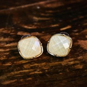 Elegant, cream white square studs